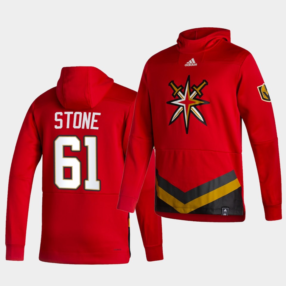 Men Vegas Golden Knights #61 Stone Red NHL 2021 Adidas Pullover Hoodie Jersey